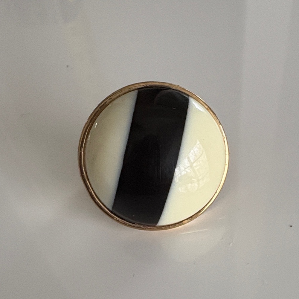 kate spade Black and Cream Striped Enamel Ring